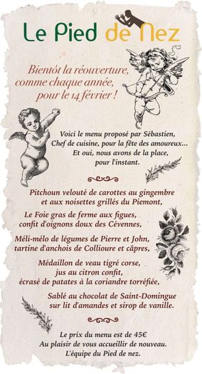 menu de la Saint-Valentin